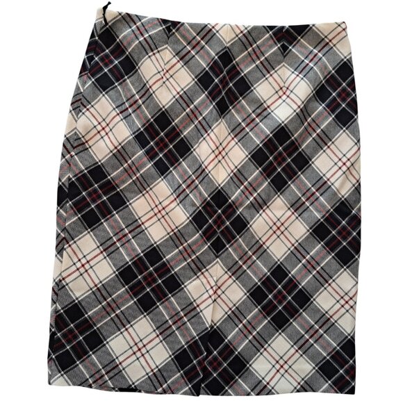 Brooks Brothers Black White Plaid Wool Blend Pencil Skirt Size 6 - Picture 2 of 6